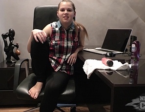 010516_new_girl_19yo_nika_o_masturbating_on_an_office_chair_with_a_thick_pink_dildo