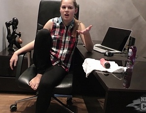 010516_new_girl_19yo_nika_o_masturbating_on_an_office_chair_with_a_thick_pink_dildo